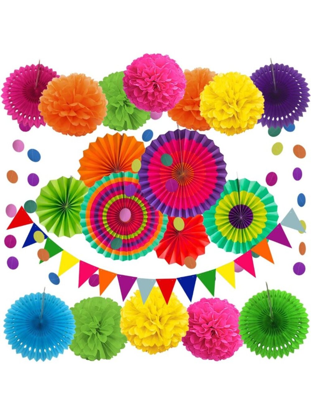Colorful Mexican Fiesta Paper Fans | Vibrant Party Decorations for Celebrations